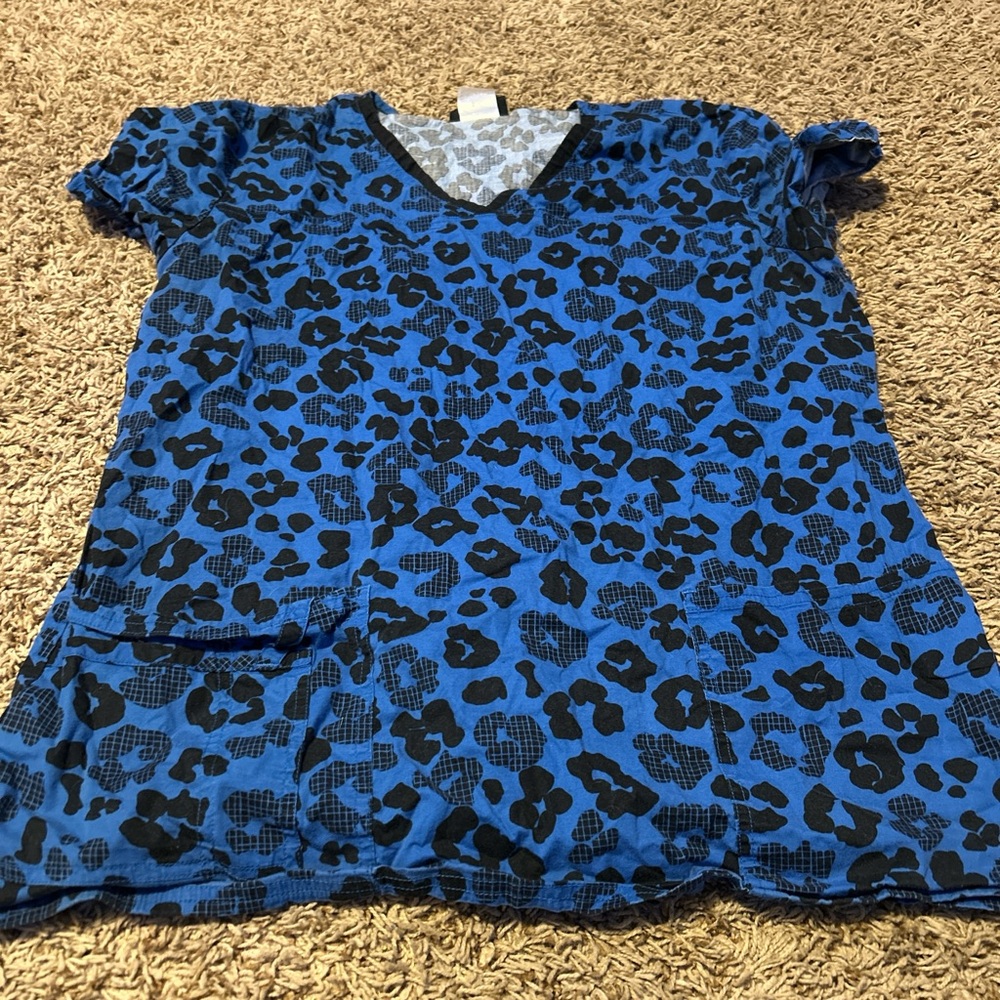 Blue and Black Boxy Blouse with Relaxed Fit